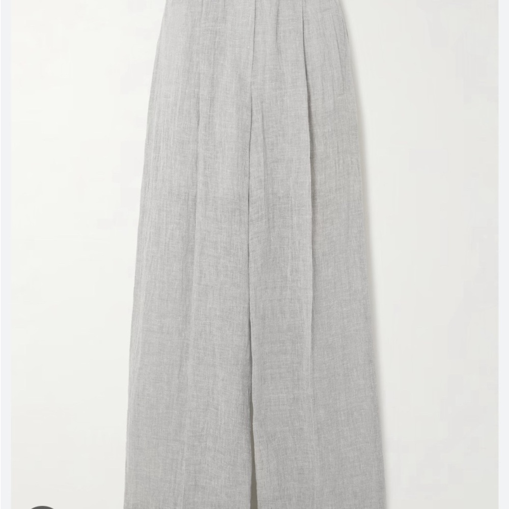 NWT BLUE Saks Fifth Avenue Linen Wide Leg Light Gray Pull On Pants Sz XL